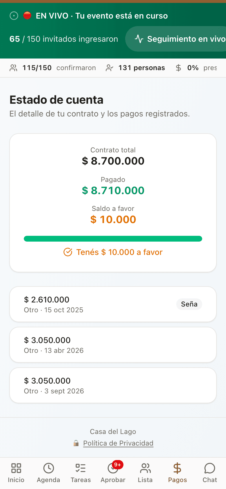 El portal del cliente en su celular: sus cuotas y el cronograma del día, aprobado